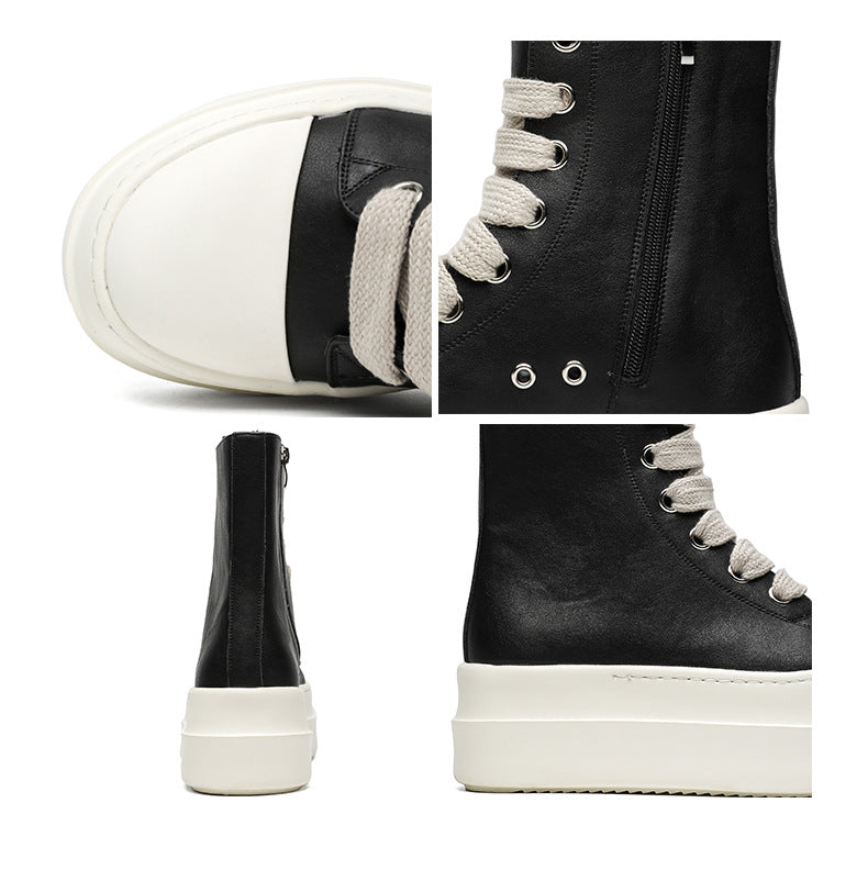 Punk rocker platform boots faux leather black catwalk shoes big sole grunge trainers 00s style