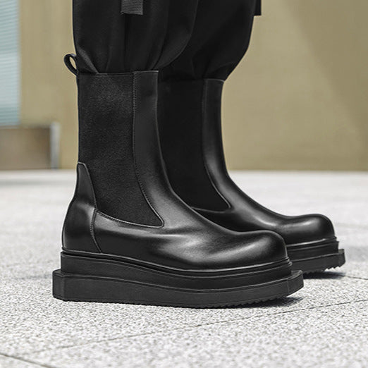 Sleek asymmetric platform boots black cyberpunk futuristic shoes big sole grunge trainers 00s style