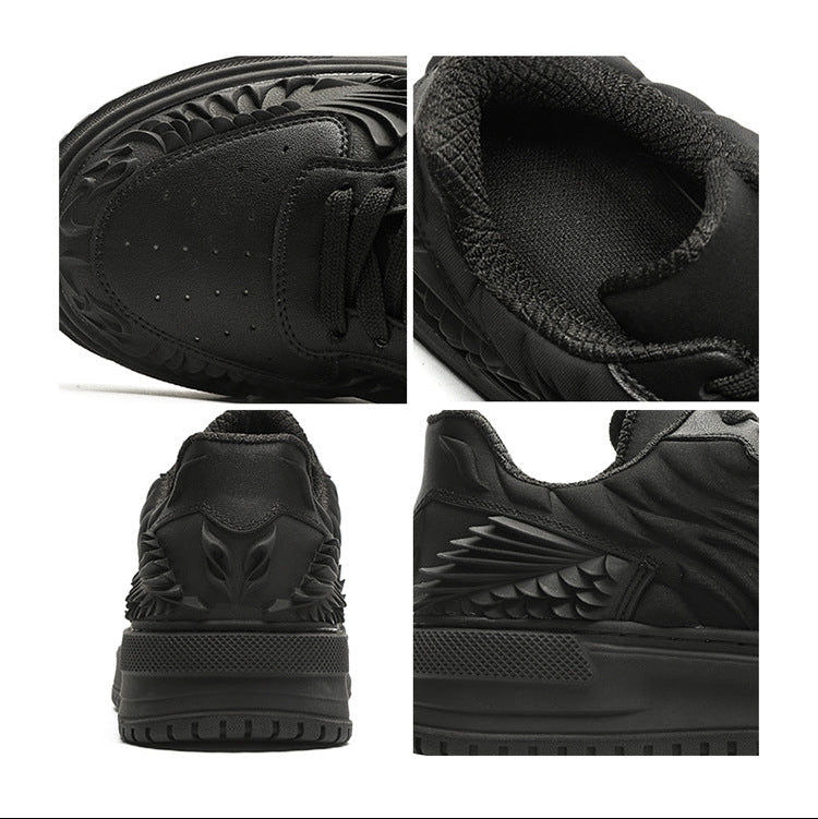 Dragon sneakers white 3D printed Japanese trainers chunky sole skater shoes