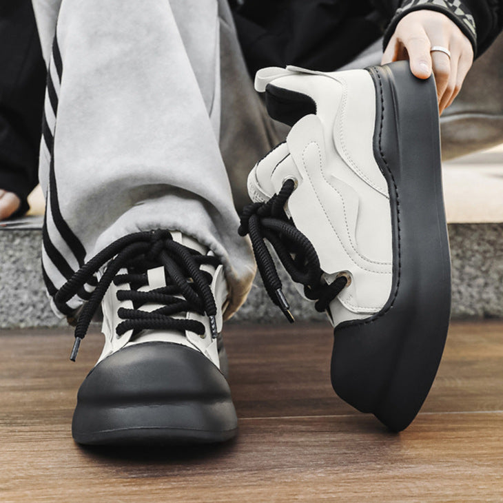 Chunky platform high tops black raver sneakers grunge shoes hip-hop trainers 00s style