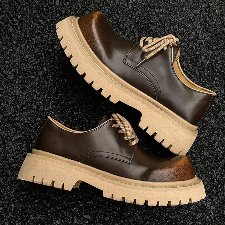 Gradient Derby shoes black chunky sole brogues faux leather catwalk shoes grunge fashion boots