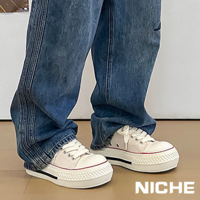 Platform canvas sneakers white chunky sole skater shoes grunge punk trainers