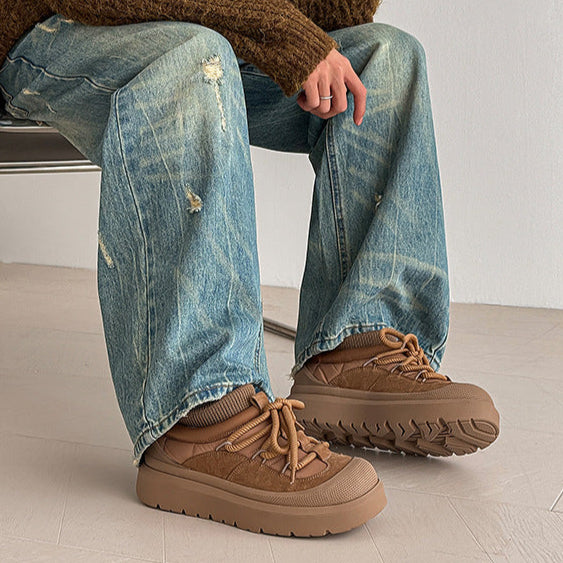 Edgy platform winter boots brown mountain trainers grunge retro skiing shoes