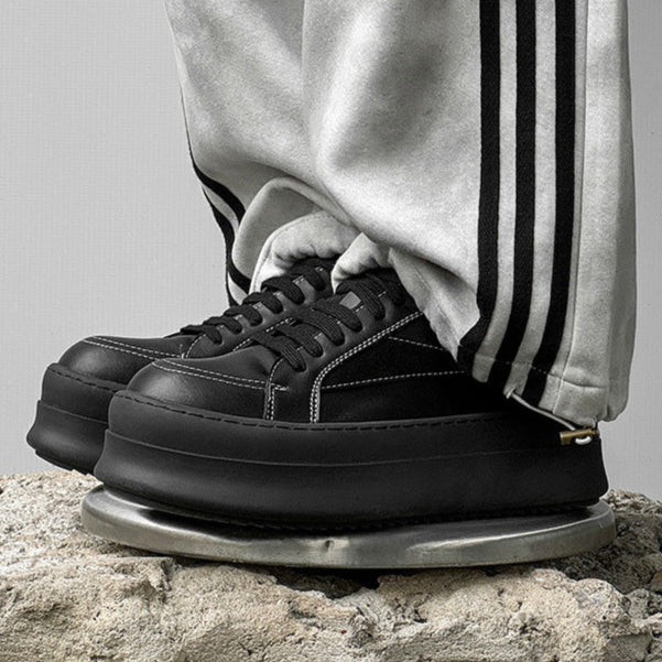 Chunky platform high tops black raver sneakers grunge shoes skater trainers 90s style faux leather