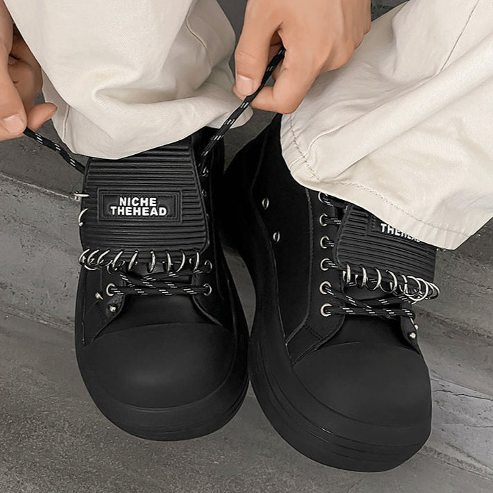 Chunky sole studded sneakers white 90s style grunge platform trainers old school punk shoes (Copy)