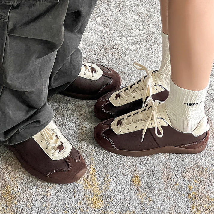 Retro sneakers brown 70s style grunge trainers old school suede finish sport shoes