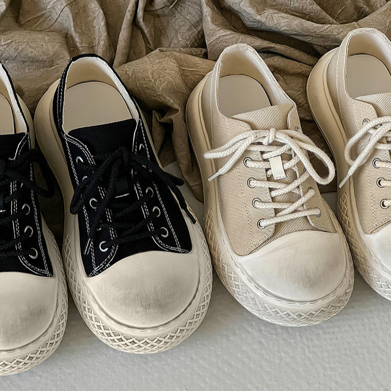 Chunky denim sneakers black grunge platform classic trainers jean skater shoes retro canvas shoes