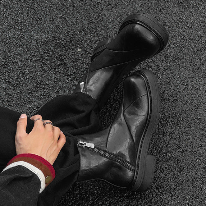 Distressed ankle boots black grunge punk rocker shoes 90s catwalk style