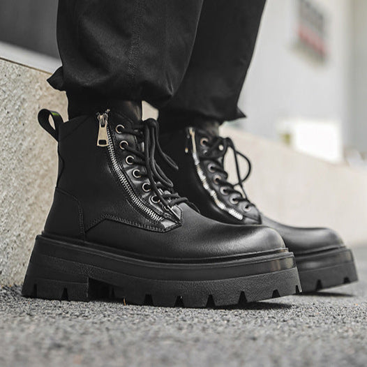 Chunky sole rocker boots black 90s style grunge platform ankle shoes old school punk boots