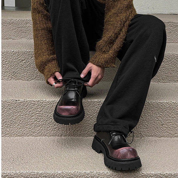 Gradient Derby shoes black chunky sole brogues faux leather catwalk shoes grunge fashion boots