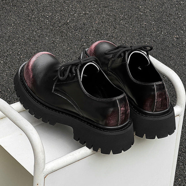 Gradient Derby shoes black chunky sole brogues faux leather catwalk shoes grunge fashion boots