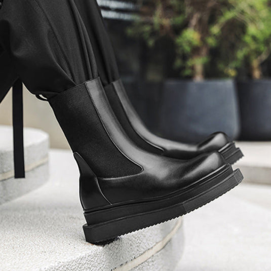 Sleek asymmetric platform boots black cyberpunk futuristic shoes big sole grunge trainers 00s style
