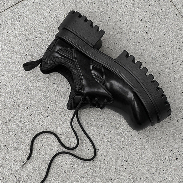 Extreme platform Derby boots black chunky sole punk rocker platform shoes grunge trainers