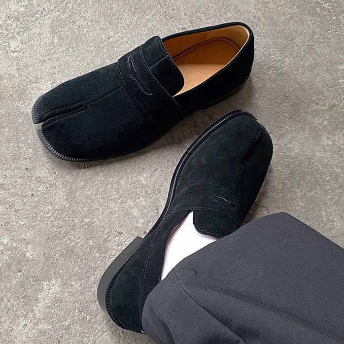 Suede Tabi shoes brown smart style split toe loafers going out coctail party boots