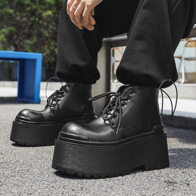 Extreme platform boots black lace up Goth style shoes faux leather grunge punk rocker trainers 90s style