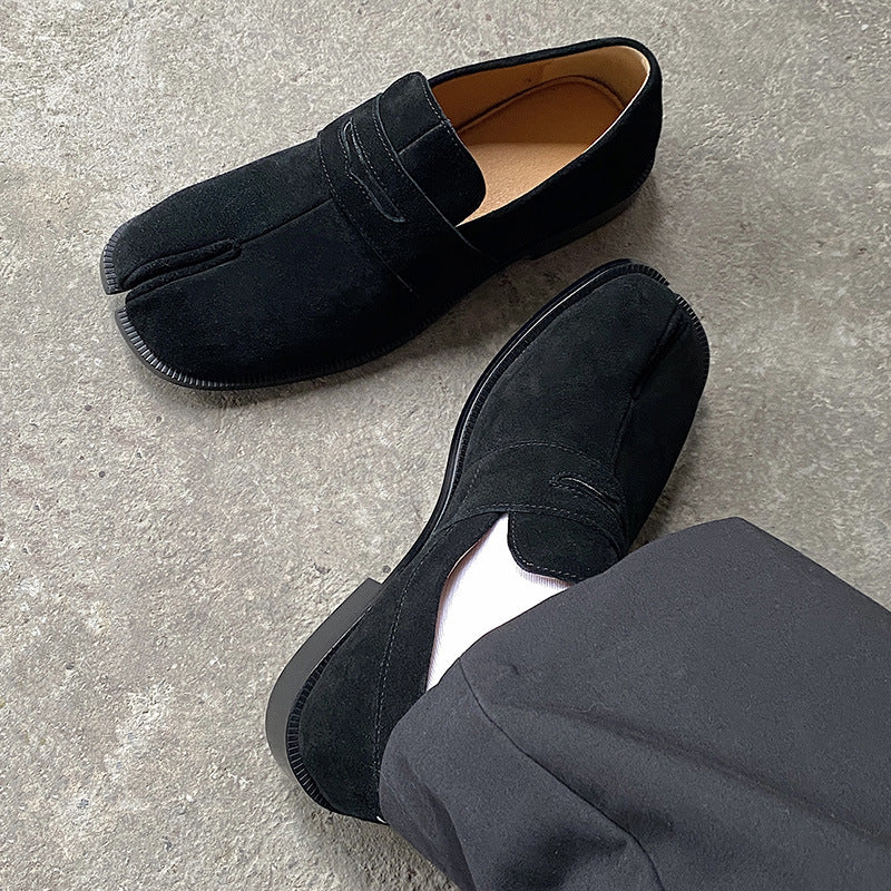 Suede Tabi shoes brown smart style split toe loafers going out coctail party boots