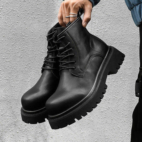 Classic grunge Derby boots black chunky sole punk rocker platform shoes