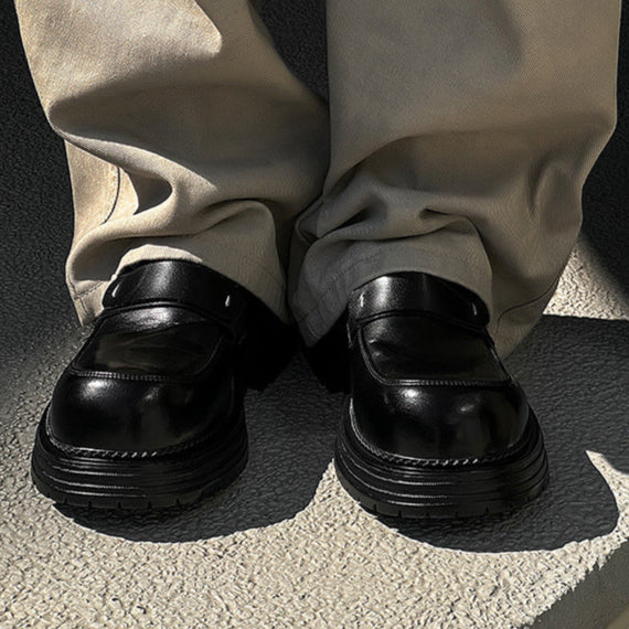 Square toe brogue boots black faux leather chunky sole boat shoes catwalk grunge fashion