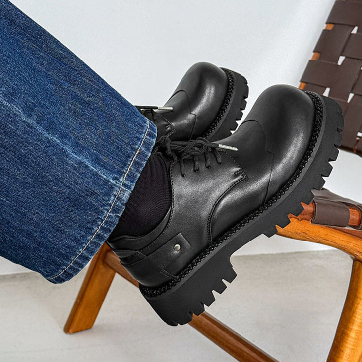 Utility Derby shoes black chunky sole grunge boots punk rocker trainers