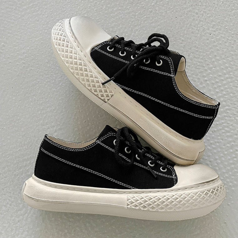 Chunky denim sneakers black grunge platform classic trainers jean skater shoes retro canvas shoes