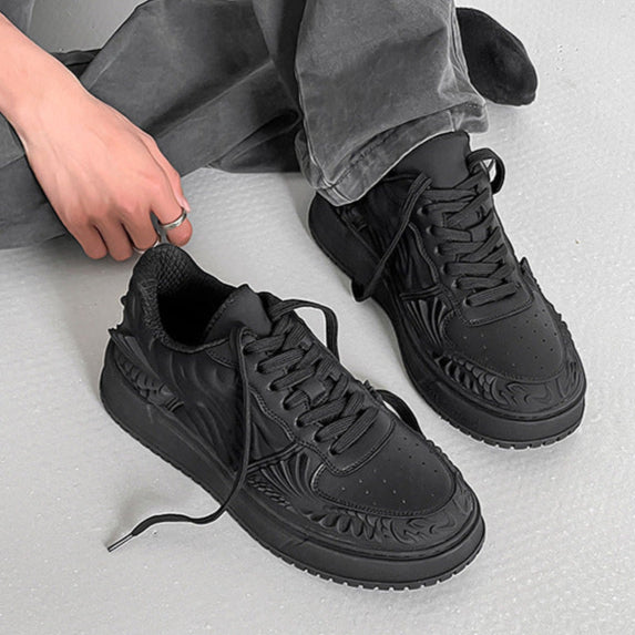 Dragon sneakers white 3D printed Japanese trainers chunky sole skater shoes