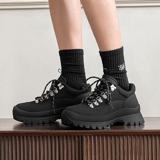 Hiking style boots white black mountain climbing grunge retro skiing fashion shoes