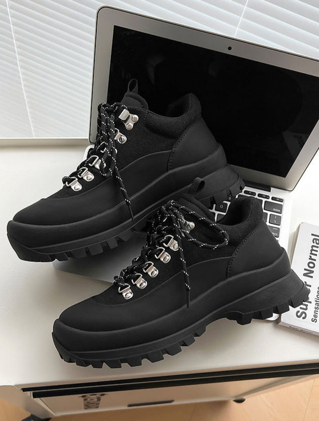 Hiking style boots white black mountain climbing grunge retro skiing fashion shoes