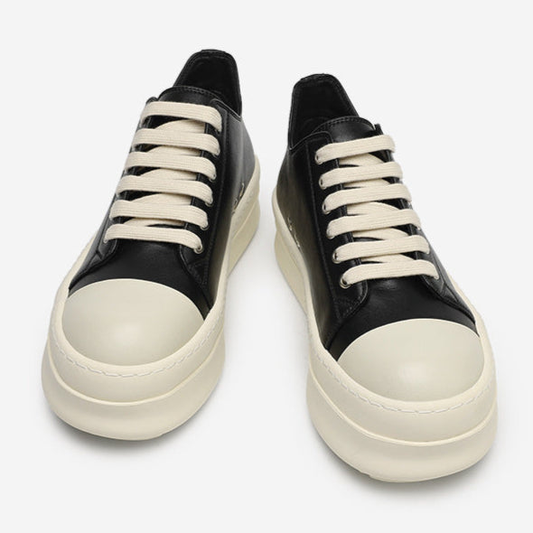 Chunky platform high tops black faux leather punk sneakers grunge shoes hip-hop trainers 00s style