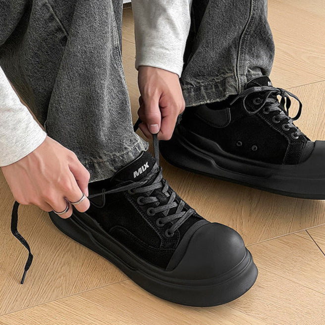 Chunky platform high tops black punk sneakers grunge shoes hip-hop trainers 00s style