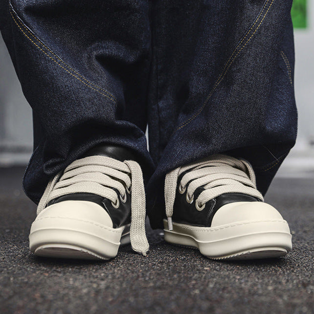 Chunky platform gothic shoes black faux leather punk sneakers grunge trainers hip-hop 00s style