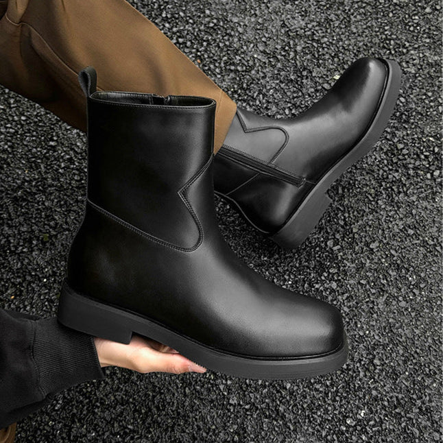 Square toe retro ankle boots black low sole mountain shoes 00s grunge style