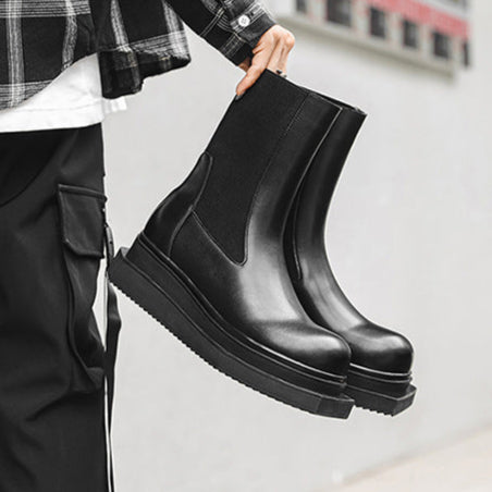 Sleek asymmetric platform boots black cyberpunk futuristic shoes big sole grunge trainers 00s style