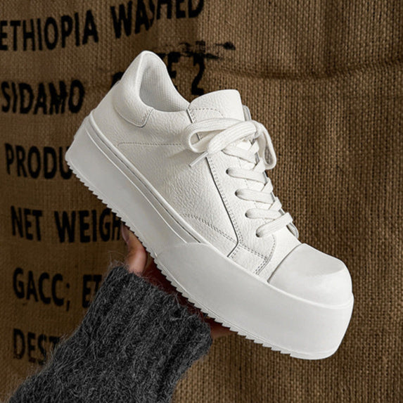 Chunky platform high tops white faux leather sneakers grunge shoes hip-hop trainers 00s style