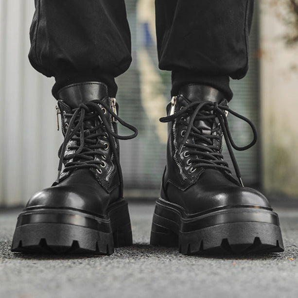 Chunky sole rocker boots black 90s style grunge platform ankle shoes old school punk boots