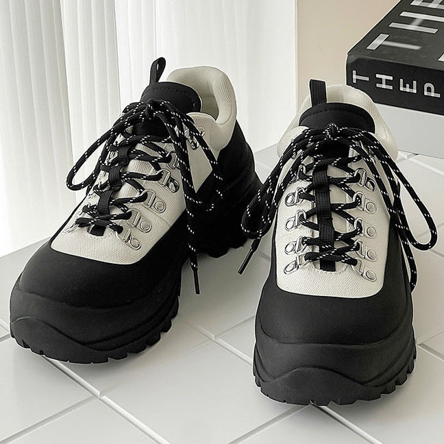 Hiking style boots white black mountain climbing grunge retro skiing fashion shoes