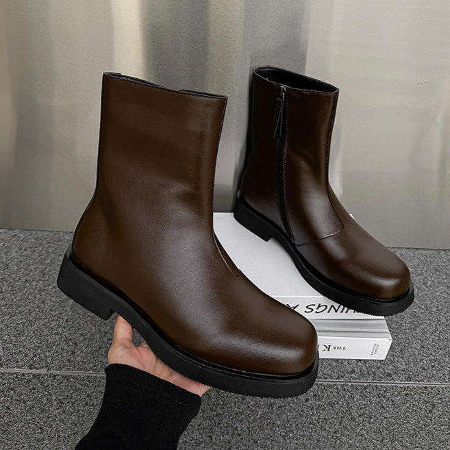 Retro hunter boots brown low sole mountain shoes 00s grunge style faux leather