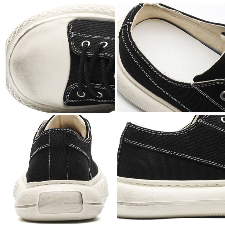 Chunky denim sneakers black grunge platform classic trainers jean skater shoes retro canvas shoes