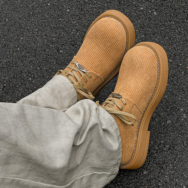 Velvet finish Derby shoes brown textured chunky sole brogues catwalk shoes preppy fashion