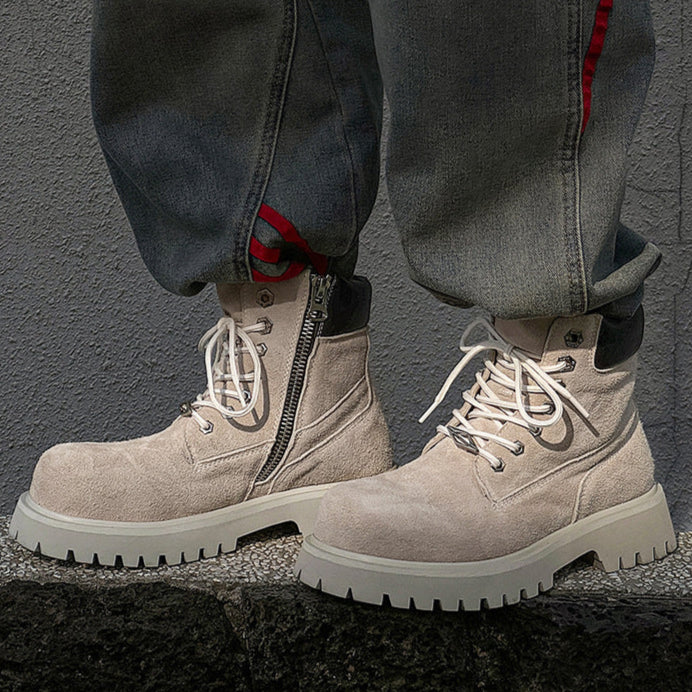 Grunge work boots burgundy suede hiking shoes mountain trainers