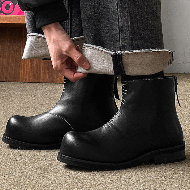 Catwalk utility boots black punk rocker faux leather shoes grunge trainers 00s style