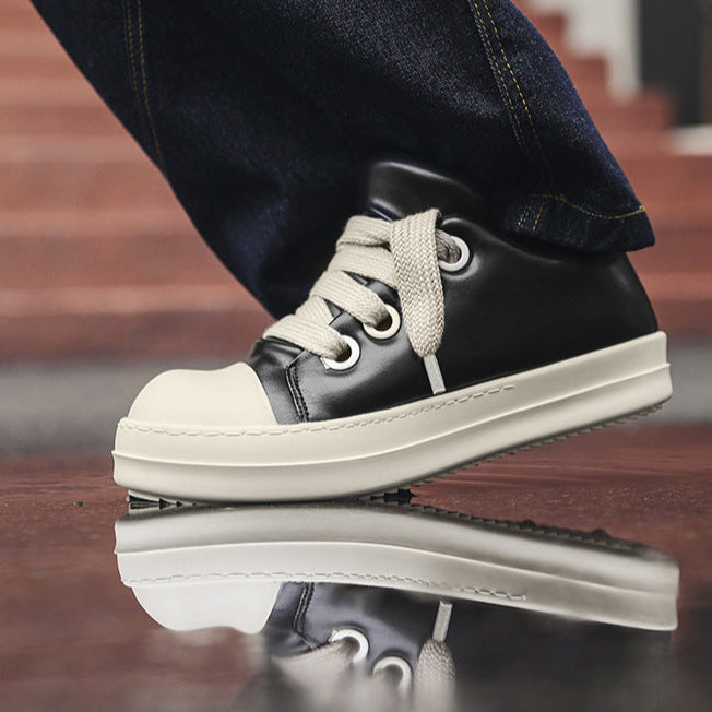 Chunky platform gothic shoes black faux leather punk sneakers grunge trainers hip-hop 00s style