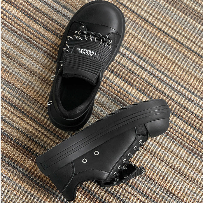 Chunky sole studded sneakers white 90s style grunge platform trainers old school punk shoes (Copy)