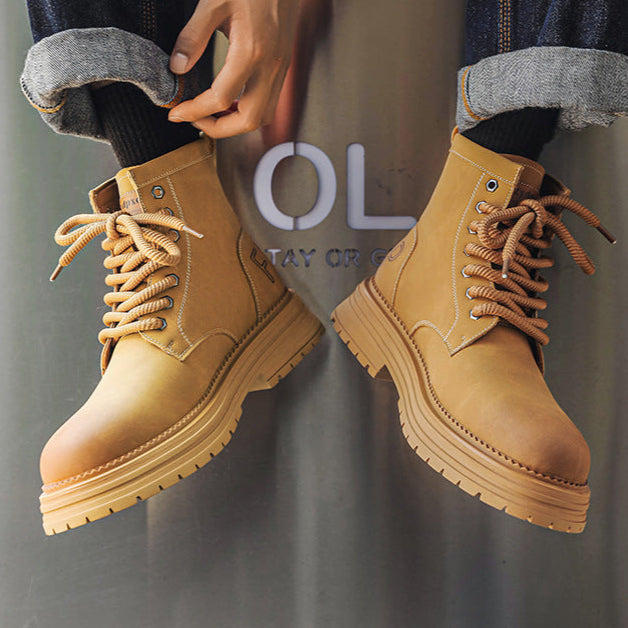 Grunge work boots grey wallet attachment catwalk hiking shoe mountain trainers