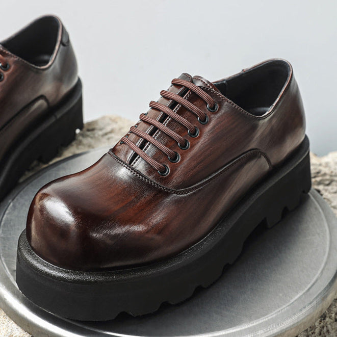 Chunky sole Derby shoes brown grunge platform classic smart retro boots
