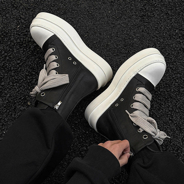 Punk rocker platform boots faux leather black catwalk shoes big sole grunge trainers 00s style