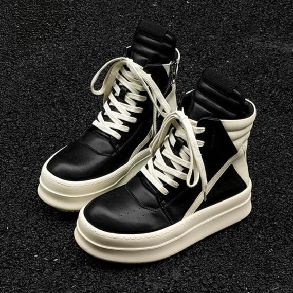 Colour block platform boots faux leather black catwalk punk shoes big sole grunge trainers 00s style