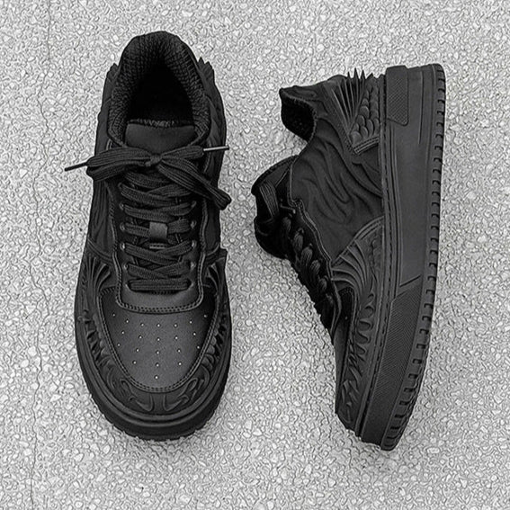 Dragon sneakers white 3D printed Japanese trainers chunky sole skater shoes