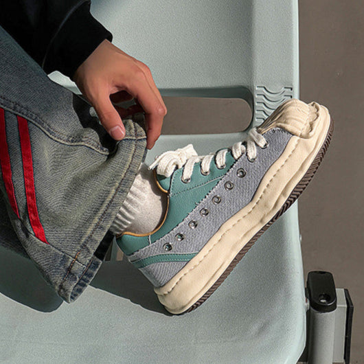 Melted platform sneakers orange round toe chunky skater shoes grunge rapper trainers