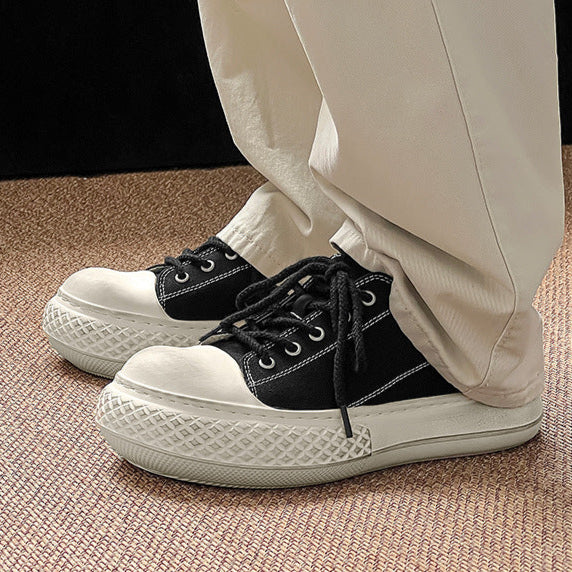 Chunky denim sneakers black grunge platform classic trainers jean skater shoes retro canvas shoes