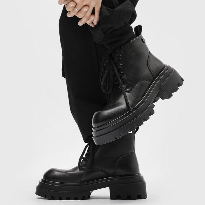 Chunky platform Derby shoes black wide sole grunge E-boy boots